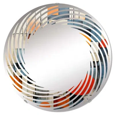 Design Art Constructivism Constructed Horizons V - Spiral Wall Mirror Circle In Orange;teal