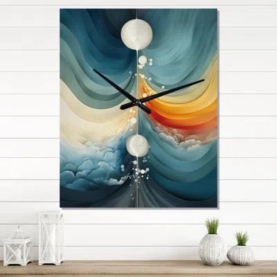 Design Art Contemplating Divinity Circular Harmony Iii - Modern Geometric Very Large Wall Clocks In Turquoise