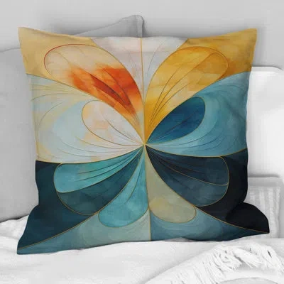 Design Art Contemplating Divinity Circular Harmony Vi - Abstract Geometric Printed Throw Pillow In Green