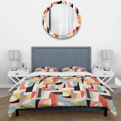 Design Art Contemporary Canvas Ii Duvet Cover Set In Multicolor