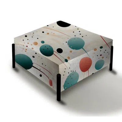 Design Art Contemporary Fusion Polka Dots Pattern - Polka Dots Large Square Ottoman In Multi-color