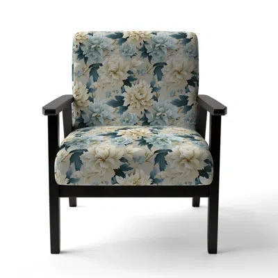 Design Art Contemporary Victorian Flourish Victorian Pattern - Upholstered Cottage Arm Chair In White;gray