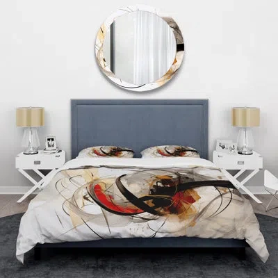Design Art Conversations With Destiny Dynamic Waves - Abstract Duvet Cover Set - Microfiber Polyester In Black;brown