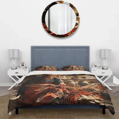 Design Art Coral Beige Mexico Art The Weaver - People Duvet Cover Set - Microfiber Polyester In Red;beige