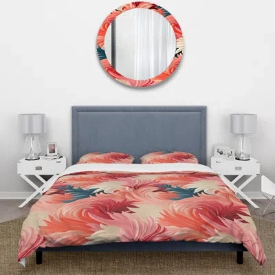 Design Art Coral Canvas Tropical Pattern Duvet Cover Set In Red;pink
