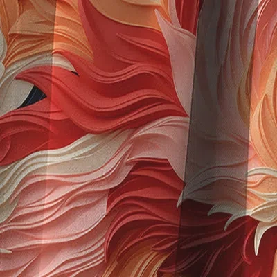 Design Art Coral Canvas Tropical Pattern I - Floral Curtain - Blackout Floral Curtain - 1 Panels In Red;pink