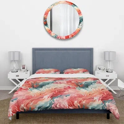 Design Art Coral Canvas Tropical Pattern Ii Bedding In White;pink