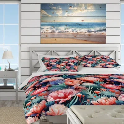 Design Art Coral Reef Beauty Coastal Pattern I Pinnix Duvet Cover Set In Blue;pink