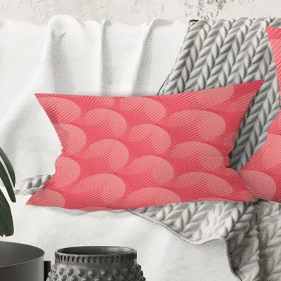 Design Art Coral Round Geometrical - Mid-century Modernprinted Throw Pillow