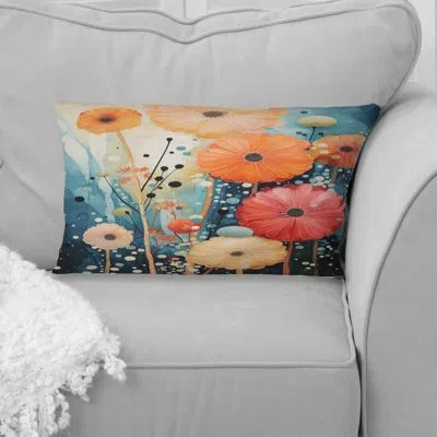 Design Art Coral Teal Contrasting Contrasts Ii - Abstract Collages Printed Throw Pillow In Green;orange