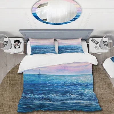 Design Art Corene Blue/purpple/light Yellow Microfiber Duvet Cover Set In Blue,purpple,light Yellow