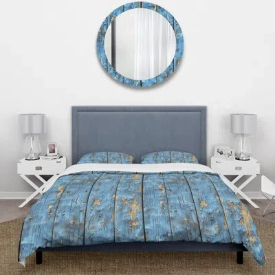 Design Art Cornflower Blue Weathered Wood I - Country Duvet Cover Set