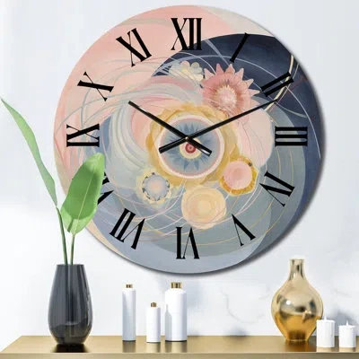 Design Art Cosmic Birth Radiance Retro Pastel Ix Wall Clock In Blue;pink
