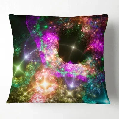Design Art Cosmic Black Hole - Abstract Printed Pillow In Pink