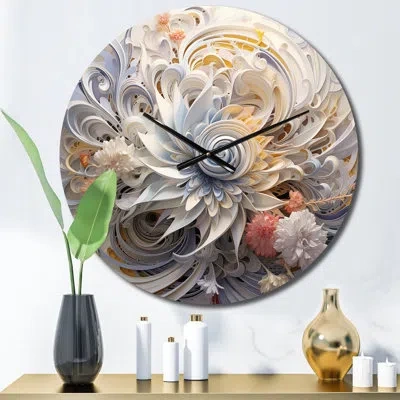 Design Art Cosmic Fractal Flowers In Light Blue Ii Metal Wall Clock