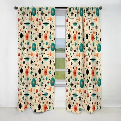 Design Art Cosmic Landscape Ii - Abstract Curtain - Blackout Geometric Shapes Curtain - 1 Panels In Multi-color