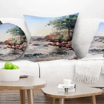 Design Art Cote D Azur France - Landscape Printed Pillow