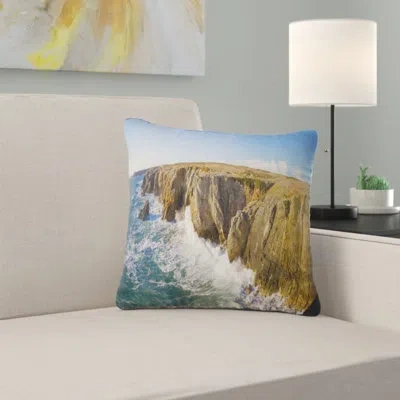 Design Art Cote Sauvage Bretagne France - Sea & Shore Printed Pillow In Blue