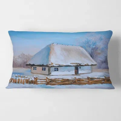 Design Art Cottage Cove With Snow I Rectangular Pillow Cover & Insert