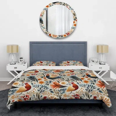Design Art Country Charm Red Rooster Pattern I Bedding In Red;teal
