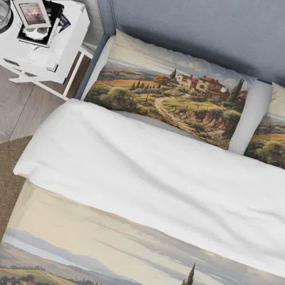 Design Art Country Charm Tuscan Splendor - Countryside Duvet Cover Set - Microfiber Polyester In Green;beige