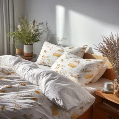 Design Art Country Farmhouse 6 Pcs Comforter Set - Yellow Cottage Honey Jar Comforter Bedding Set In Black;yellow
