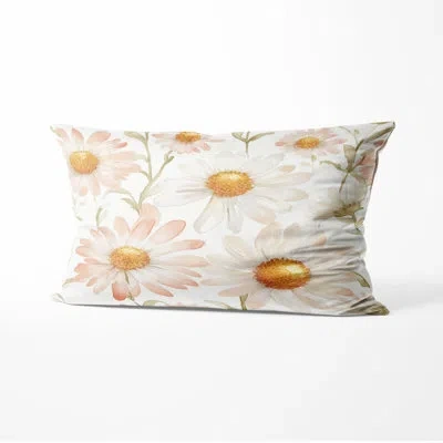 Design Art Country Farmhouse Accent Pillow - Yellow Daisy Glow Printed Throw Pillow In Yellow;white