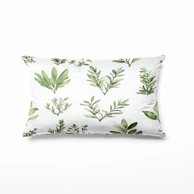 Design Art Country Farmhouse Decorative Cushion - Floral Herbal Fresh Printed Throw Pillow In White;green