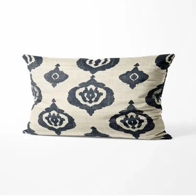 Design Art Country Farmhouse Throw Pillow - Classic Farmhouse Black And Beige Ikat Printed Cushion In Black;beige