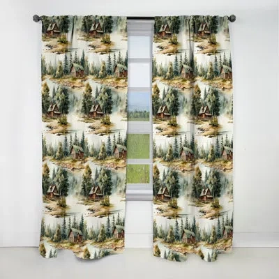 Design Art County Home Lodge Retreat - Floral Curtain - Blackout Floral Curtain - 1 Panels In Brown;green
