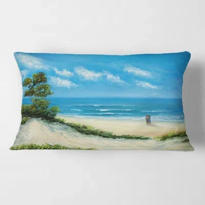 Design Art Couple At The Beach - Nautical & Coastal Printed Pillow