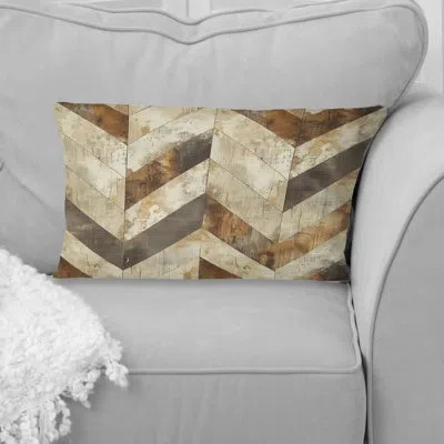 Design Art Cream Chevron Glamor - Chevron Lumbar Pillow In Beige;cream