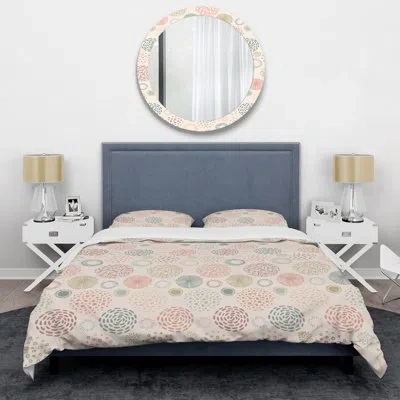 Design Art Cream Circle Dots - Abstract Duvet Cover Set - Microfiber Polyester