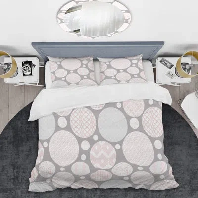 Design Art Cream Circle Pattern - Abstract Duvet Cover Set - Microfiber Polyester