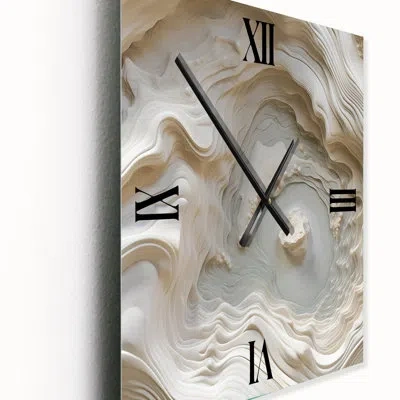 Design Art Cream Spiral Nebula Ii - Abstract  Metal Wall Clock