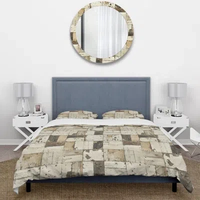 Design Art Cream Wood Floor Pattern Ii - Country Duvet Cover Set In Cream;ivory