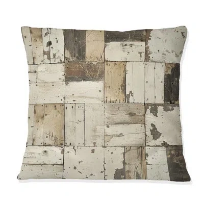 Design Art Cream Wood Floor Pattern Ii - Country Pillow In Beige;cream