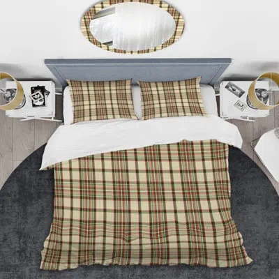 Design Art Cream/brown Microfiber 3 Piece Duvet Cover Set In Cream,brown