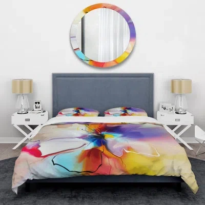 Design Art Creative Flower In Multiple Colors - Abstract Bedding And Throw Pillow Set In Multicolor