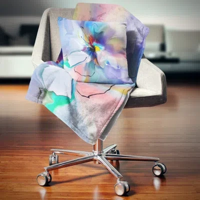 Design Art Creative Flower In Multiple Colors - Abstract Printed Throw Pillow In Purple,gray