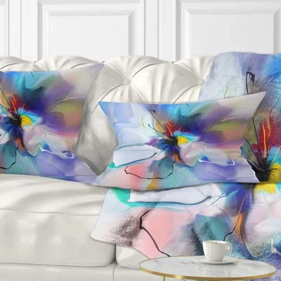 Design Art Creative Flower In Multiple Colors - Abstract Printed Throw Pillow In Purple,gray
