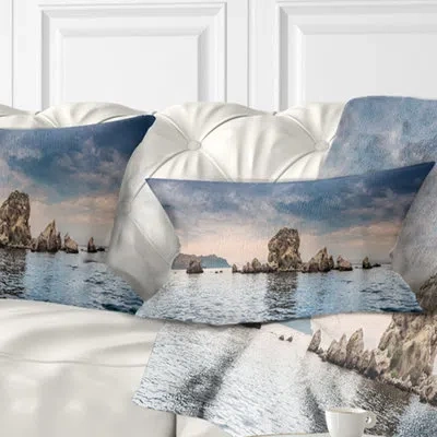 Design Art Crimean Peninsula Seashore Panorama - Sea & Shore Printed Throw Pillow