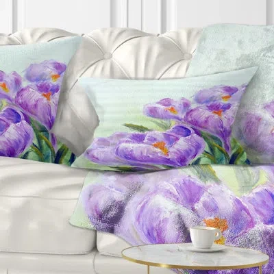 Design Art Crocuses Looking Into Sky - Floral Printed Pillow