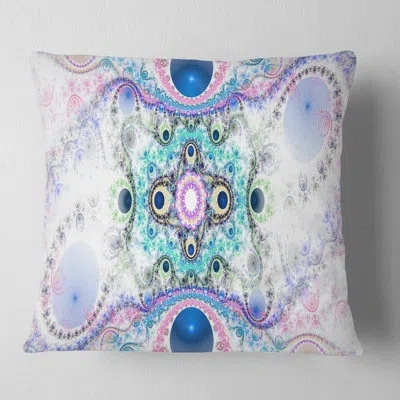 Design Art Cryptical Blue Fractal Pattern - Abstract Printed Pillow