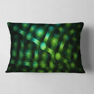 Design Art Crystal Cell Steel Texture - Abstract Printed Pillow In Green