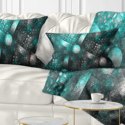 Design Art Crystal Cell Steel Texture - Abstract Printed Throw Pillow In Blue