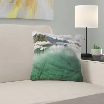 Design Art Crystal Clear Lake And Mountains - Landscape Printed Pillow In White