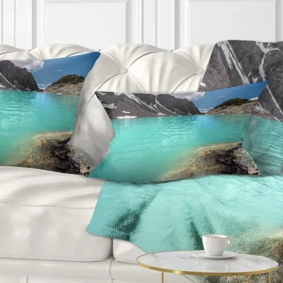 Design Art Crystal Clear Mountain Lake - Landscape Printed Throw Pillow