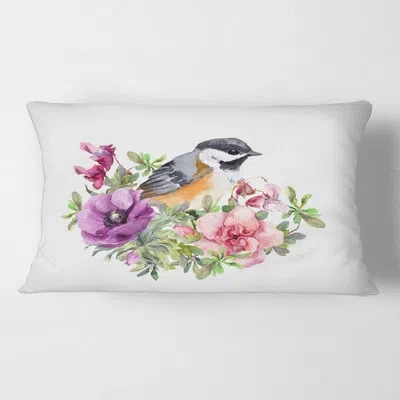 Design Art Cute Bird And Flowers Rectangular Pillow Cover & Insert