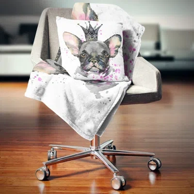 Design Art Cute Black Dog With Crown - Animal Printed Pillow